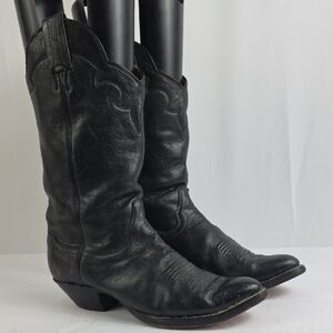 Classic Black Leather Women's Cowboy Boots